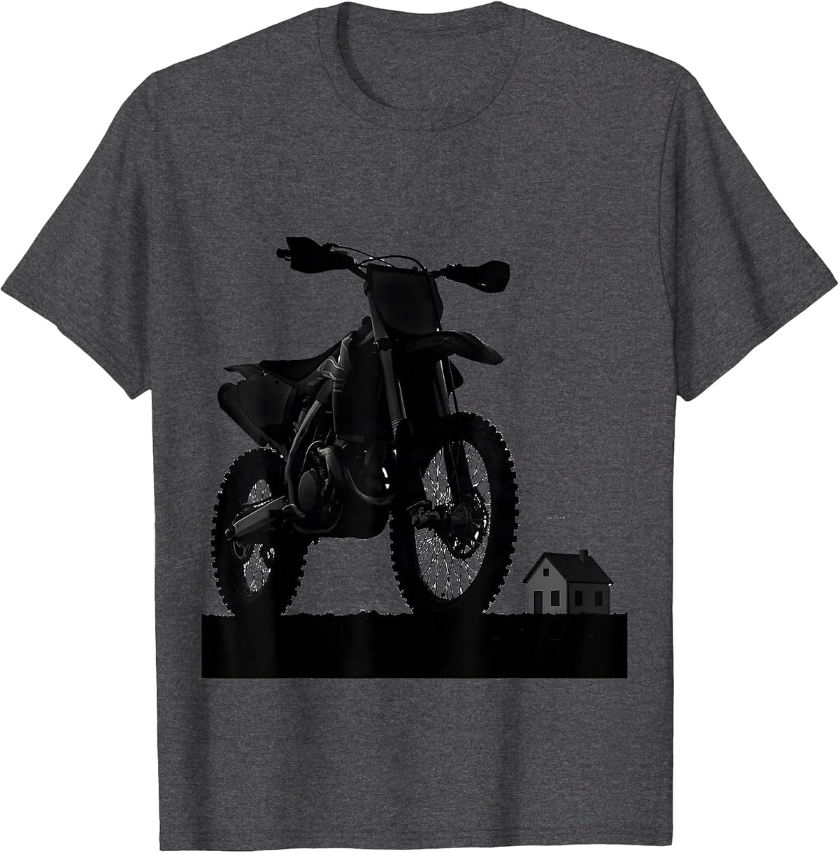 Dirt Bike Silhouette Biker Motocross Rider Gift T-Shirt - Dark Heather Grey