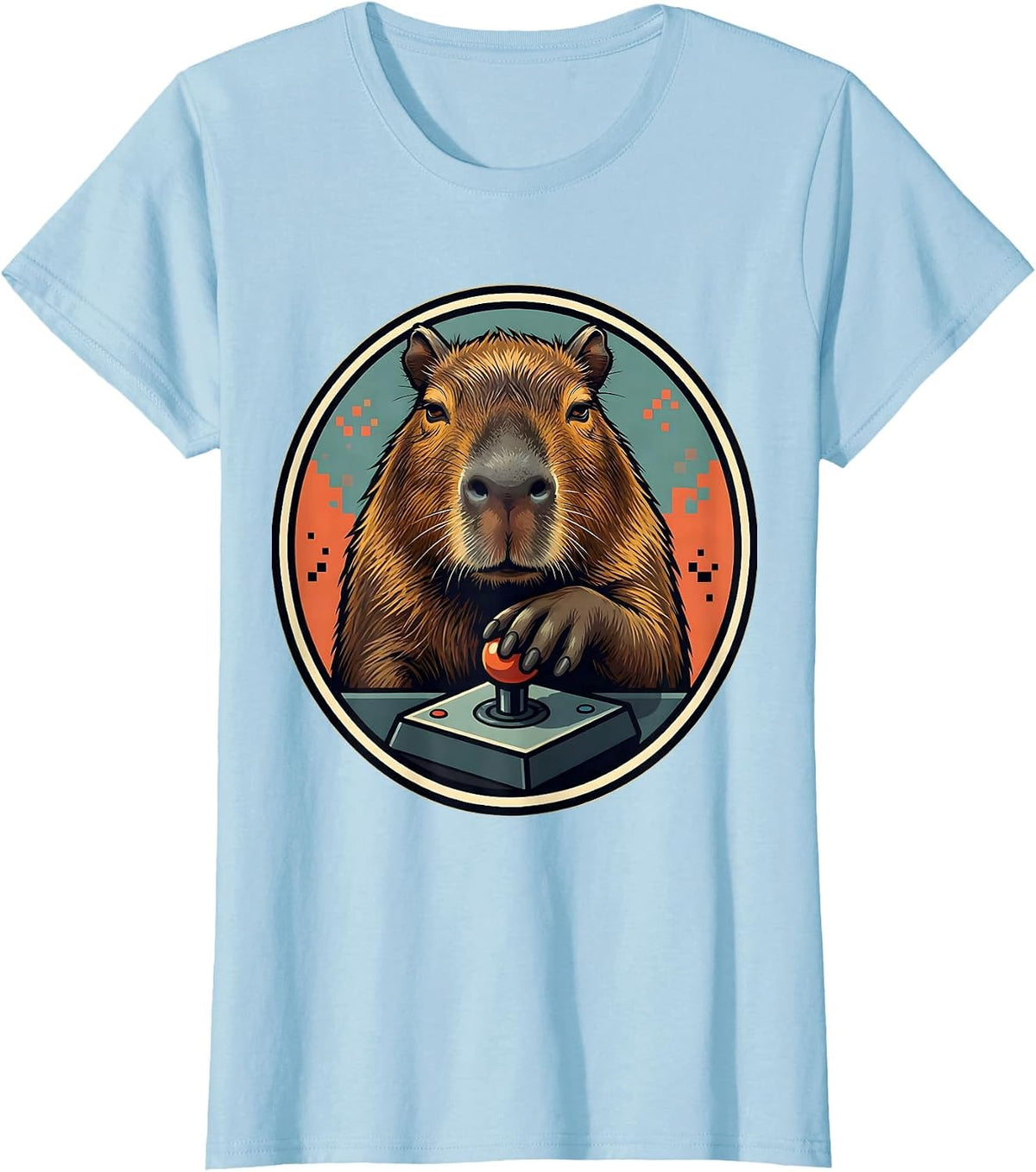 Capybara Gamer Badge Humor Animal Lover Gift T-Shirt - Baby Blue