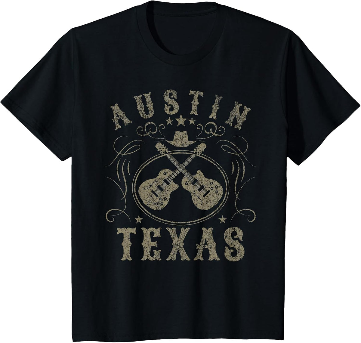 Austin Texas Travel Vintage T-Shirt - Black