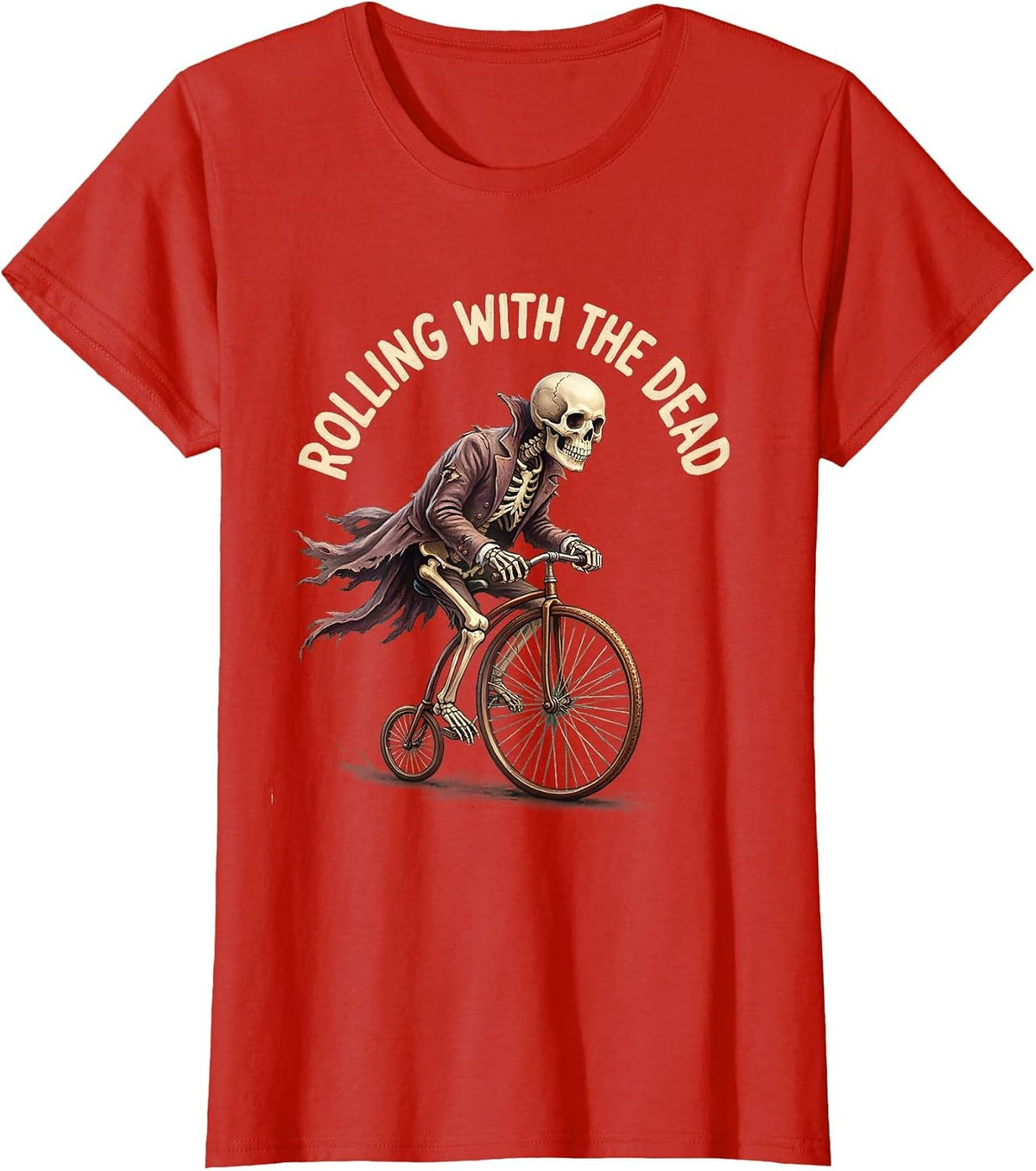 Rolling with the Dead Undead Graphic Design T-Shirt - Red