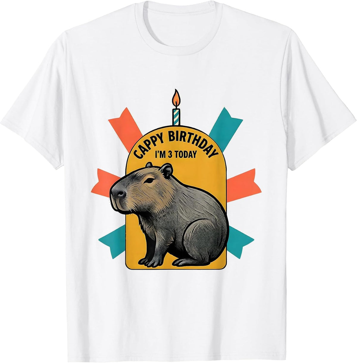 Cappy Birthday I'm 3 Today Kawaii Capybara Birthday Boy Girl T-Shirt - As Pictured