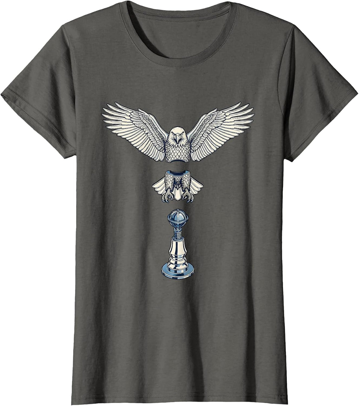 Women's Valley Forge Automotive Bald Eagle Hood Ornament T-Shirt - Asphalt Grey