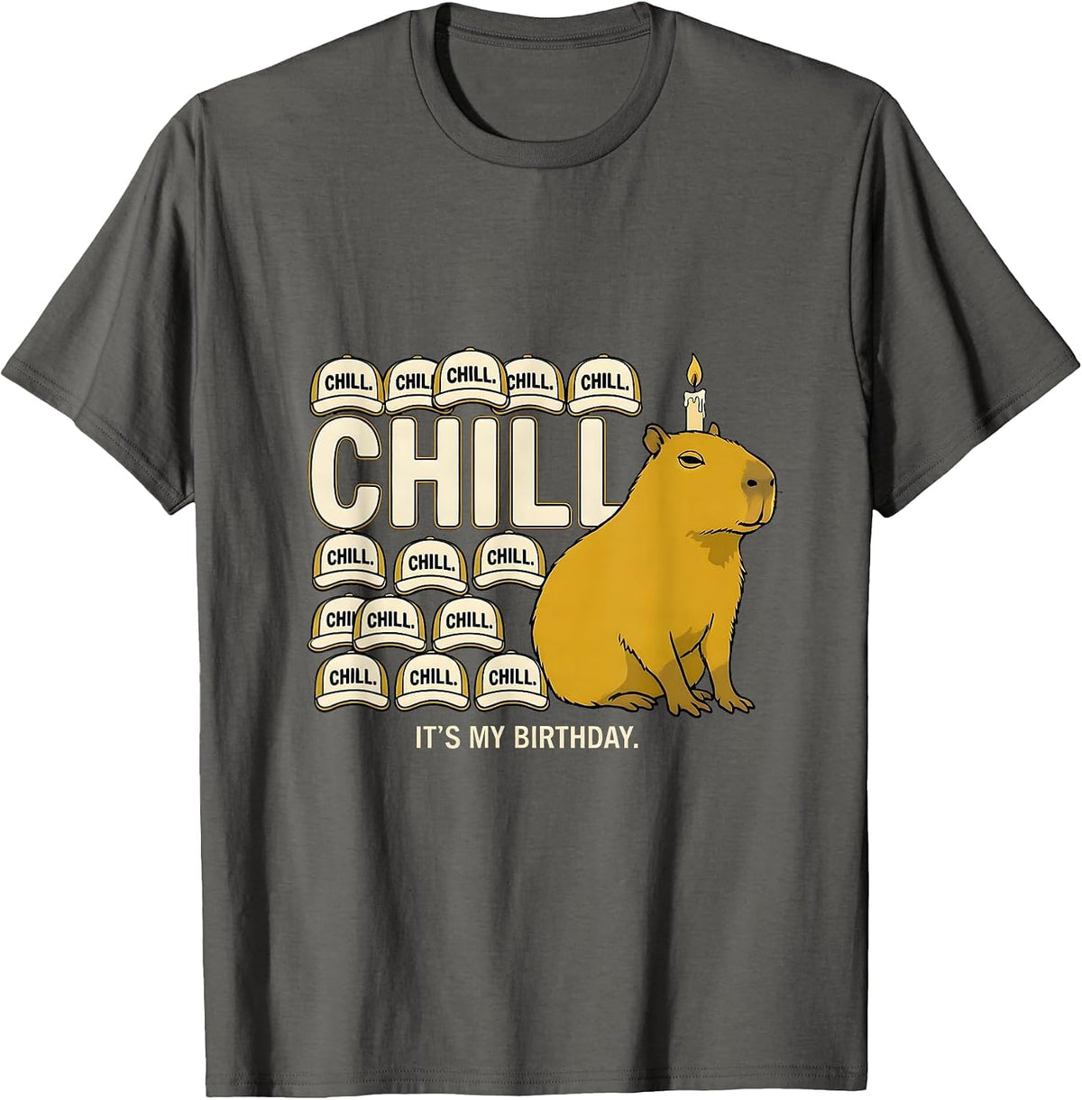 Men's Chill It's My Birthday Kawaii Capybara Birthday Gift T-Shirt - Asphalt Grey