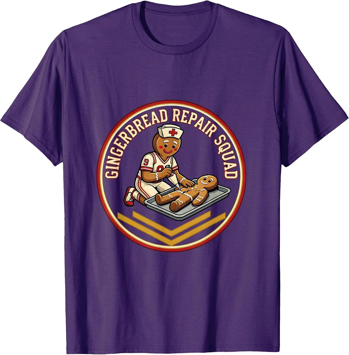 Men's Gingerbread Repair Squad Funny Christmas Nurse Gingerbread T-Shirt - Purple