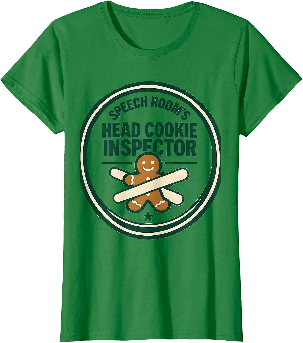 Women's Speech Room's Head Cookie Inspector Funny Speech Therapist T-Shirt - Kelly Green