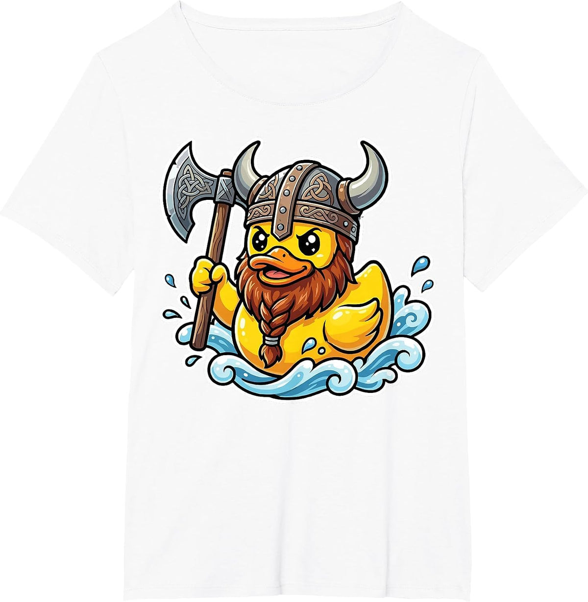 Norse Rubber Duck Viking Warrior Cute Funny Duckling Lover T-Shirt - White