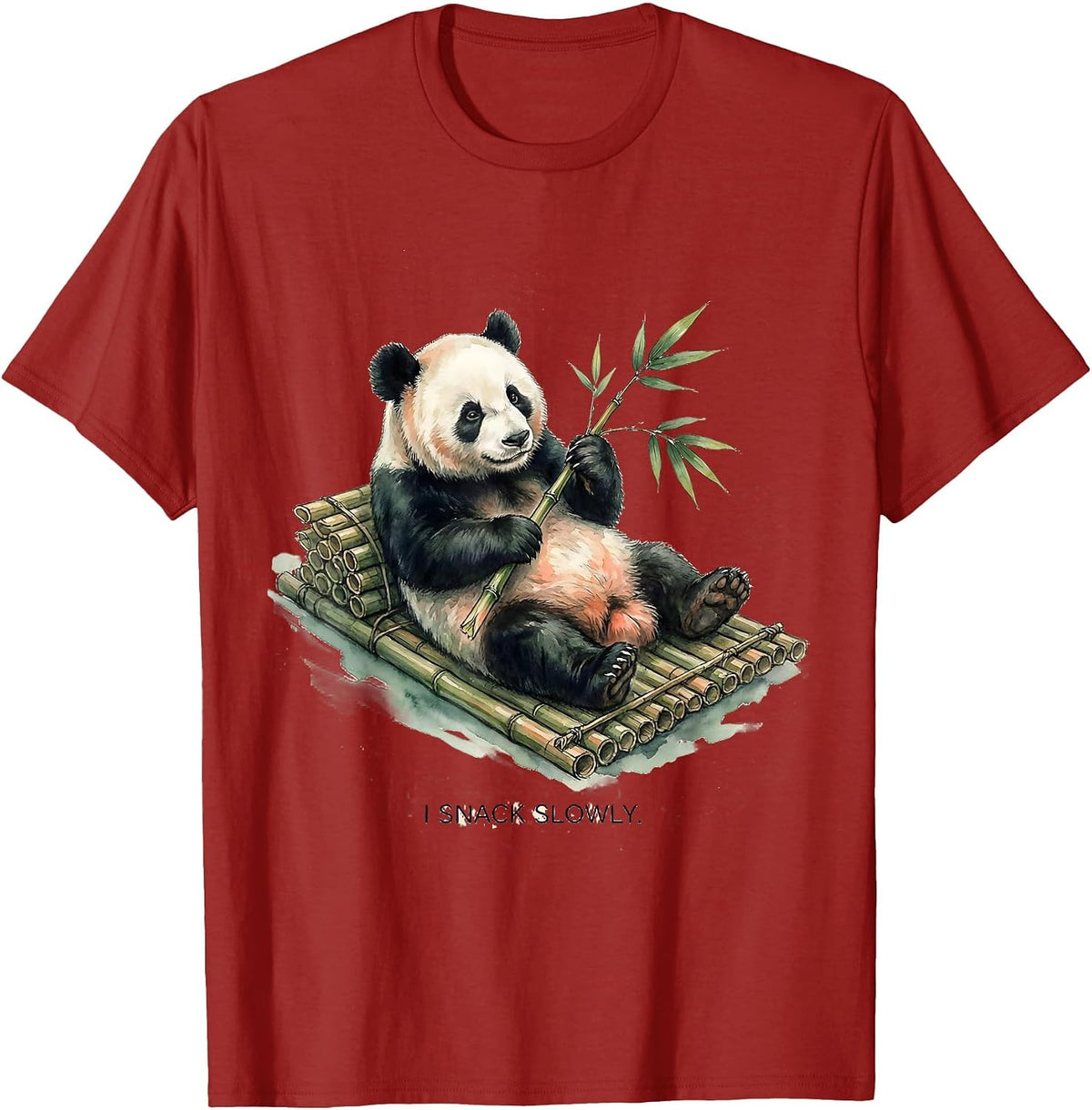 Men's I Snack Slowly Cute Panda Lover Humor Watercolor Gift T-Shirt - Cranberry Red