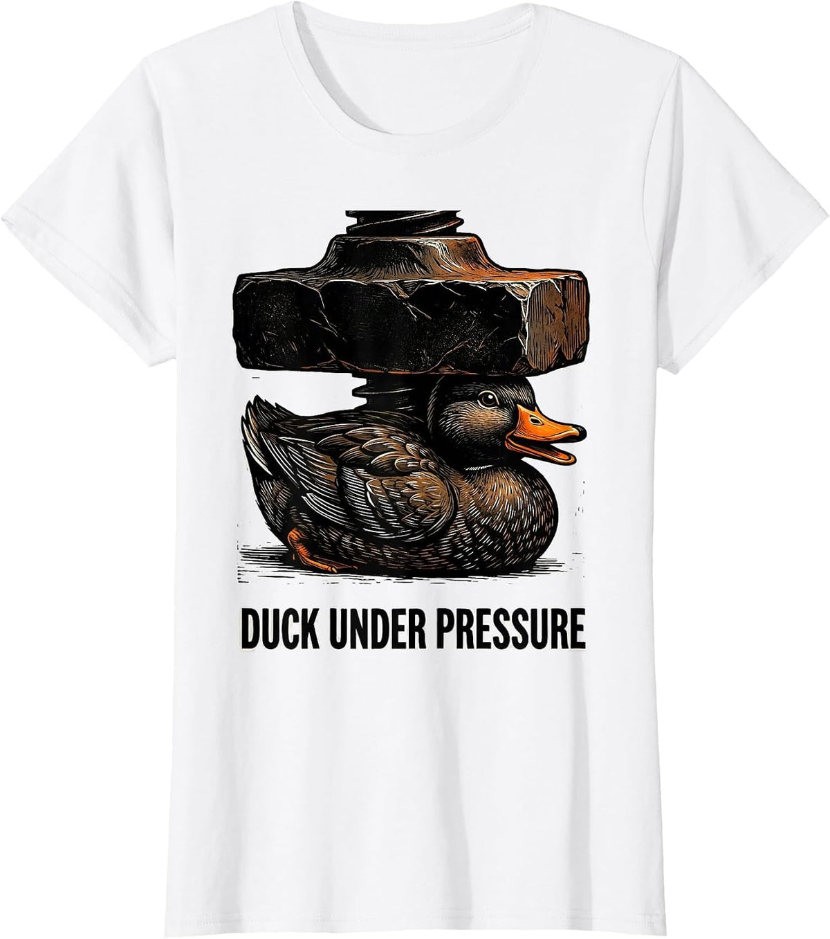 Duck Under Pressure Funny Duck Novelty Gift Birthday Humor T-Shirt - White