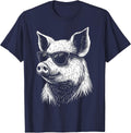 Pig Sunglasses Farmer T-Shirt - Navy Blue