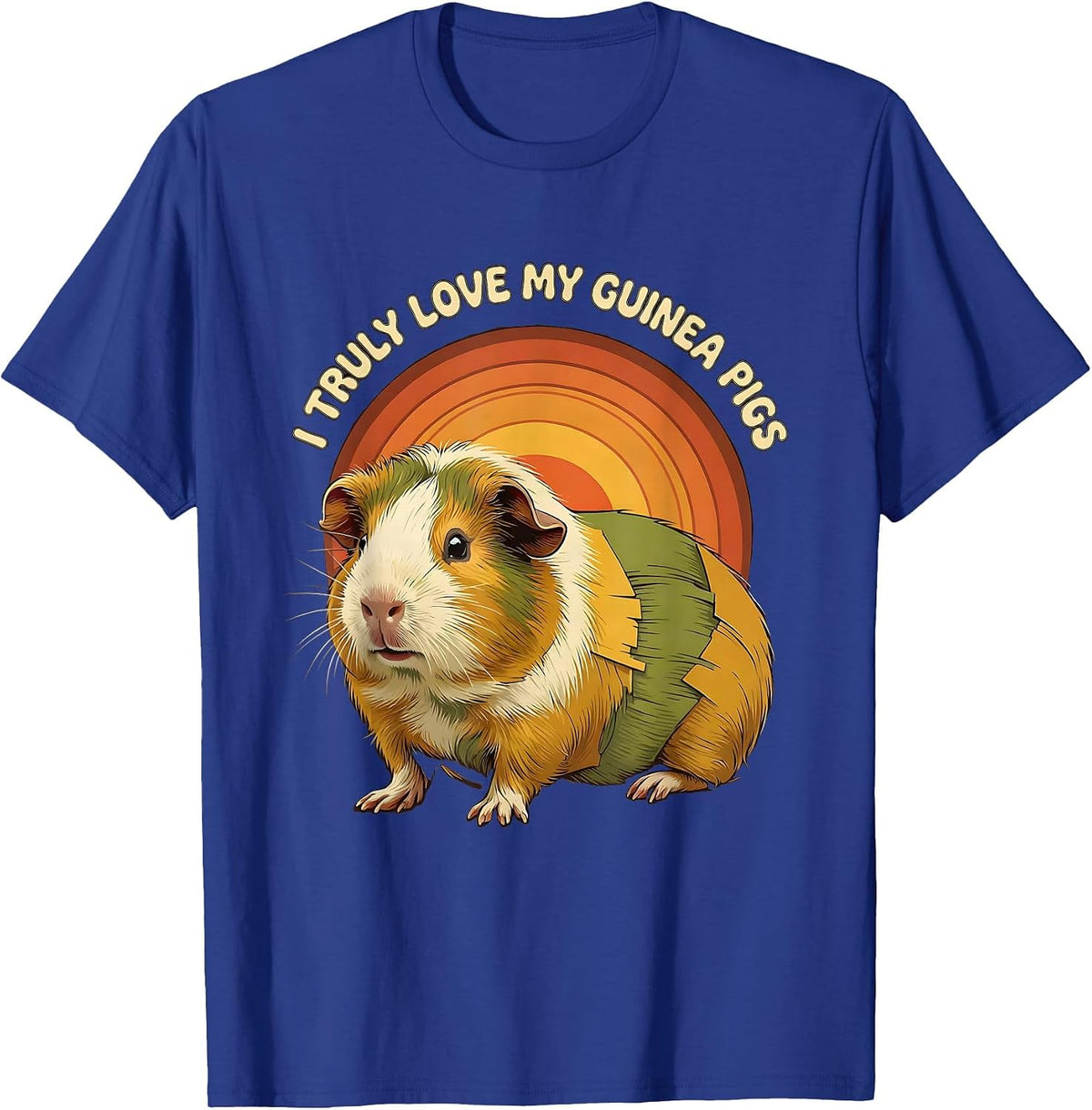 Men's I Truly Love My Guinea Pigs Retro 70s Cute Pet Lover Humor T-Shirt - Royal Blue