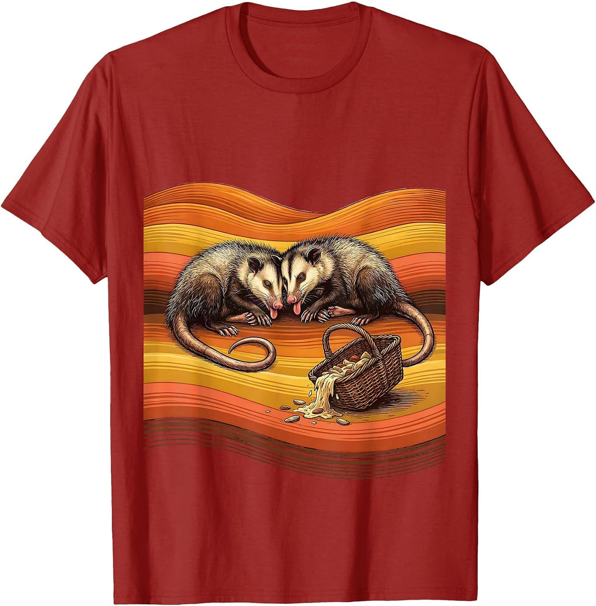 Retro 70s Opossum Deadpan Humor Possum Lover T-Shirt - Cranberry Red