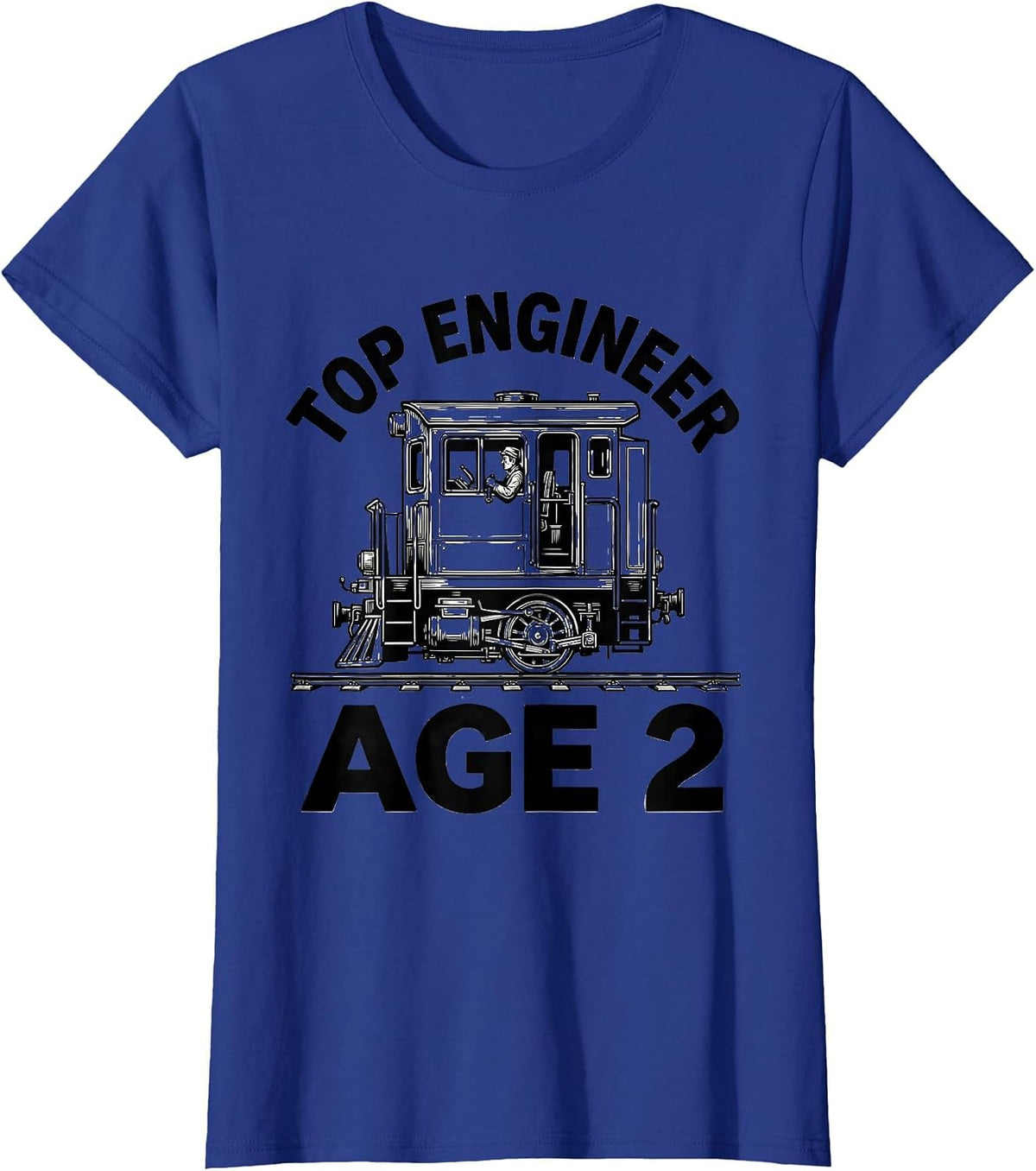 Women's Top Engineer Age 2 Boy Train Themed Birthday T-Shirt - Royal Blue
