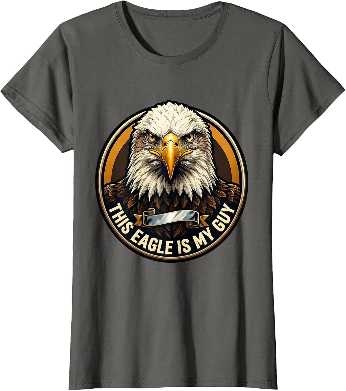 Women's This Eagle Is My Guy Faith Eagle Mascot Christian Humor T-Shirt - Asphalt Grey
