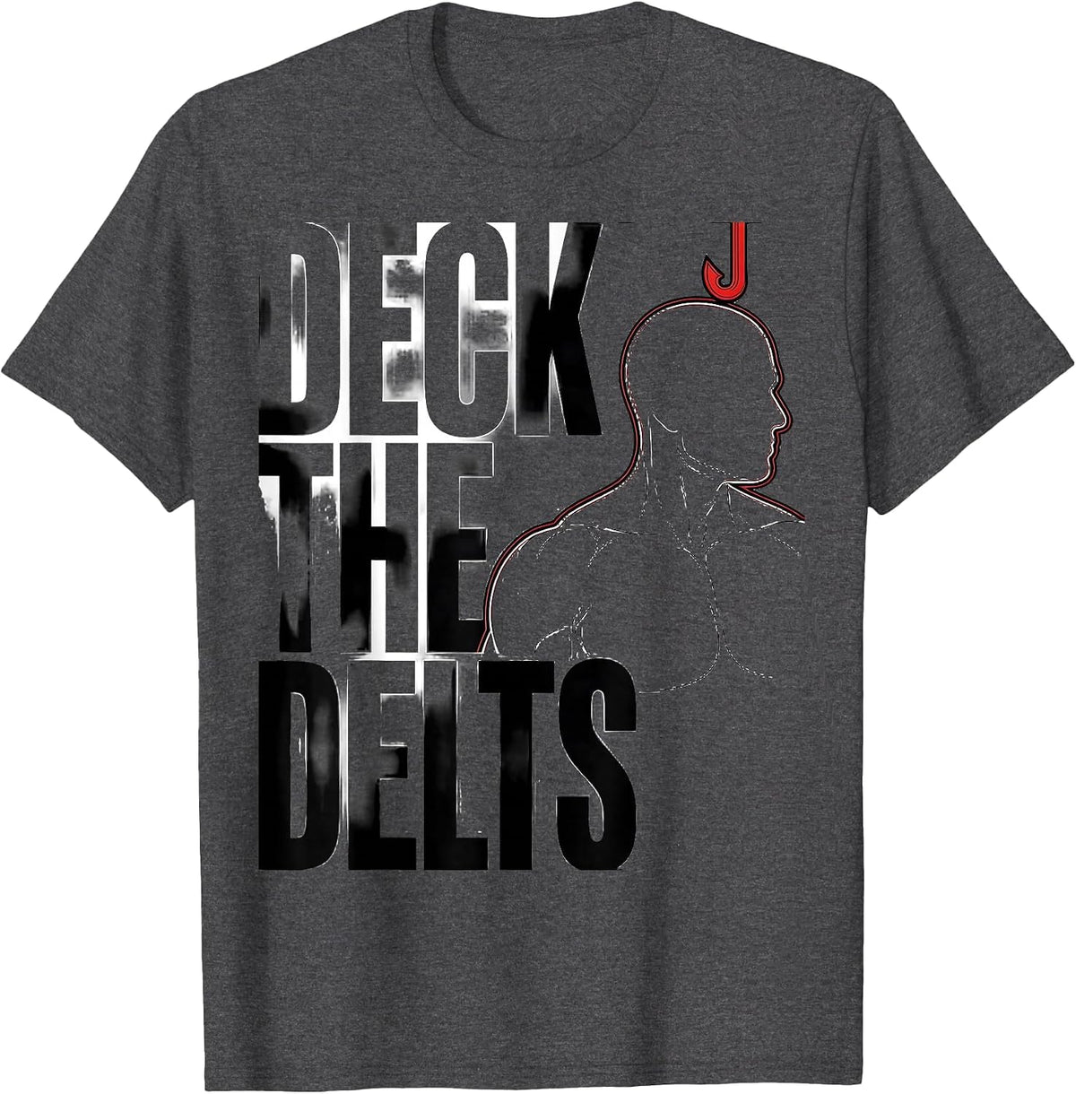 Deck The Delts Funny Physical Therapist Christmas Rehab T-Shirt - Dark Heather Grey