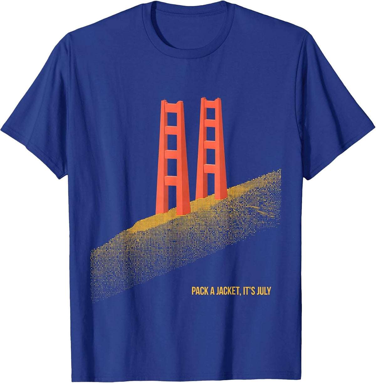 Pack A Jacket It's July Retro Golden Gate Bridge San T-Shirt - Royal Blue