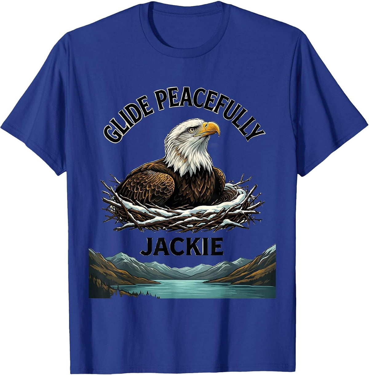 Men's Glide Peacefully, Jackie Wildlife Memorial Tribute Bald T-Shirt - Royal Blue