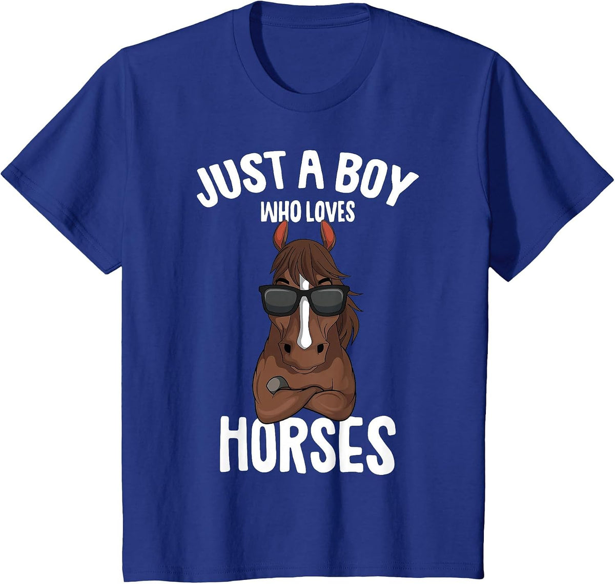 Just a Boy who Loves Horses Equestrian Horseback Riding Kids T-Shirt - Royal Blue