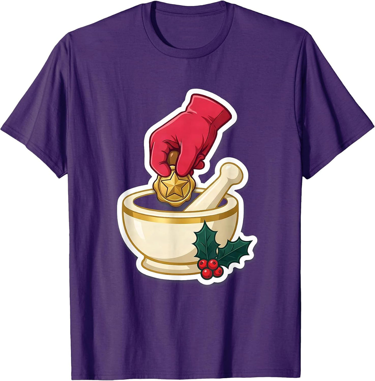 Mortar And Pestle Pharmacy Tech Christmas Squad Humor T-Shirt - Purple