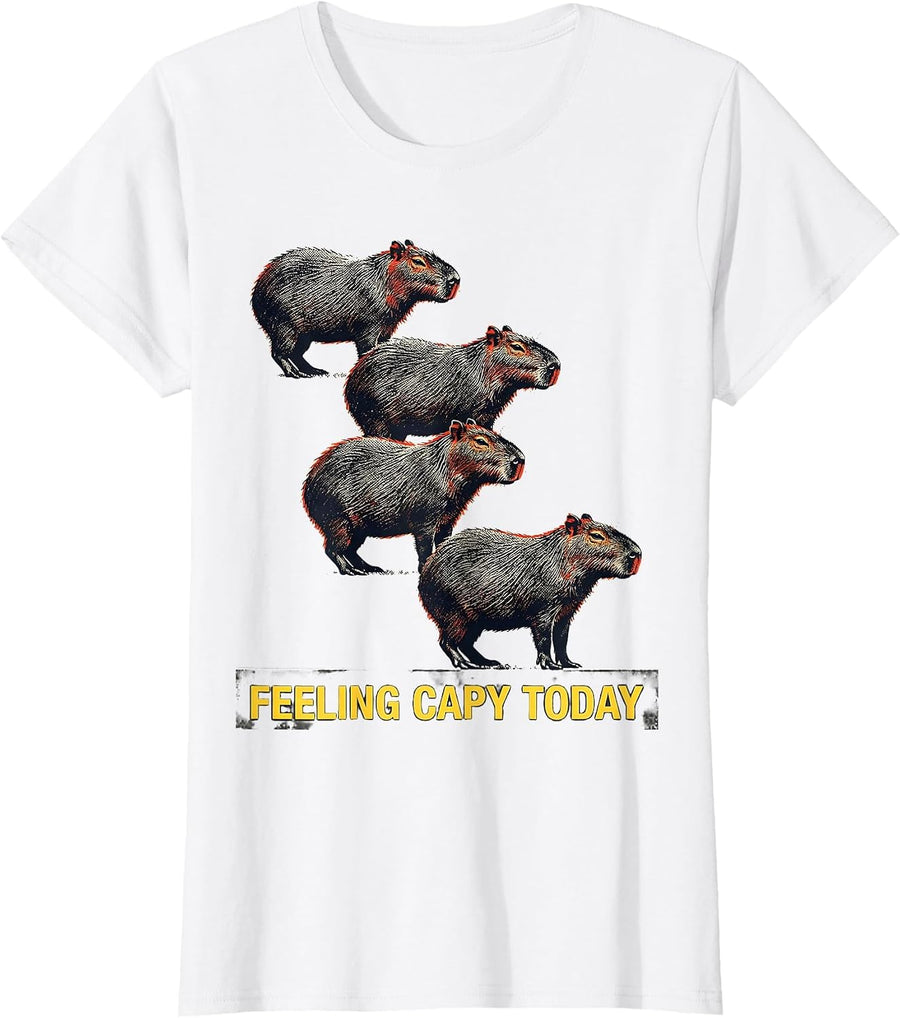 Women's feeling capy today Funny Capybara Meme Gamer Kawaii Humor T-Shirt - White