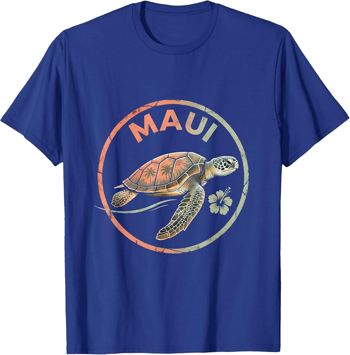 Maui Boho Tropical Sea Turtle Lover Vacation Souvenir T-Shirt - Royal Blue