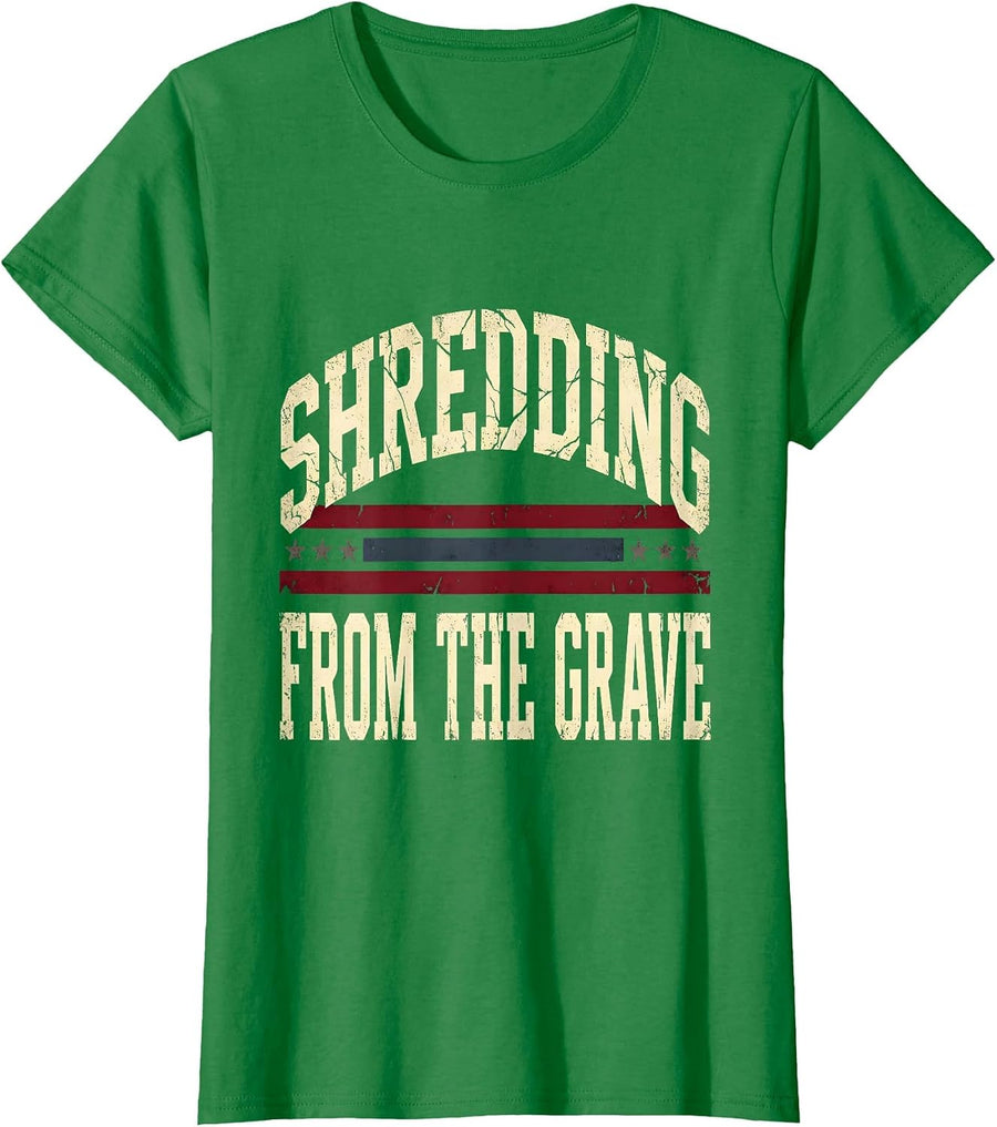 Women's Halloween Skeleton Electric Guitar Shredding Design T-Shirt - Kelly Green