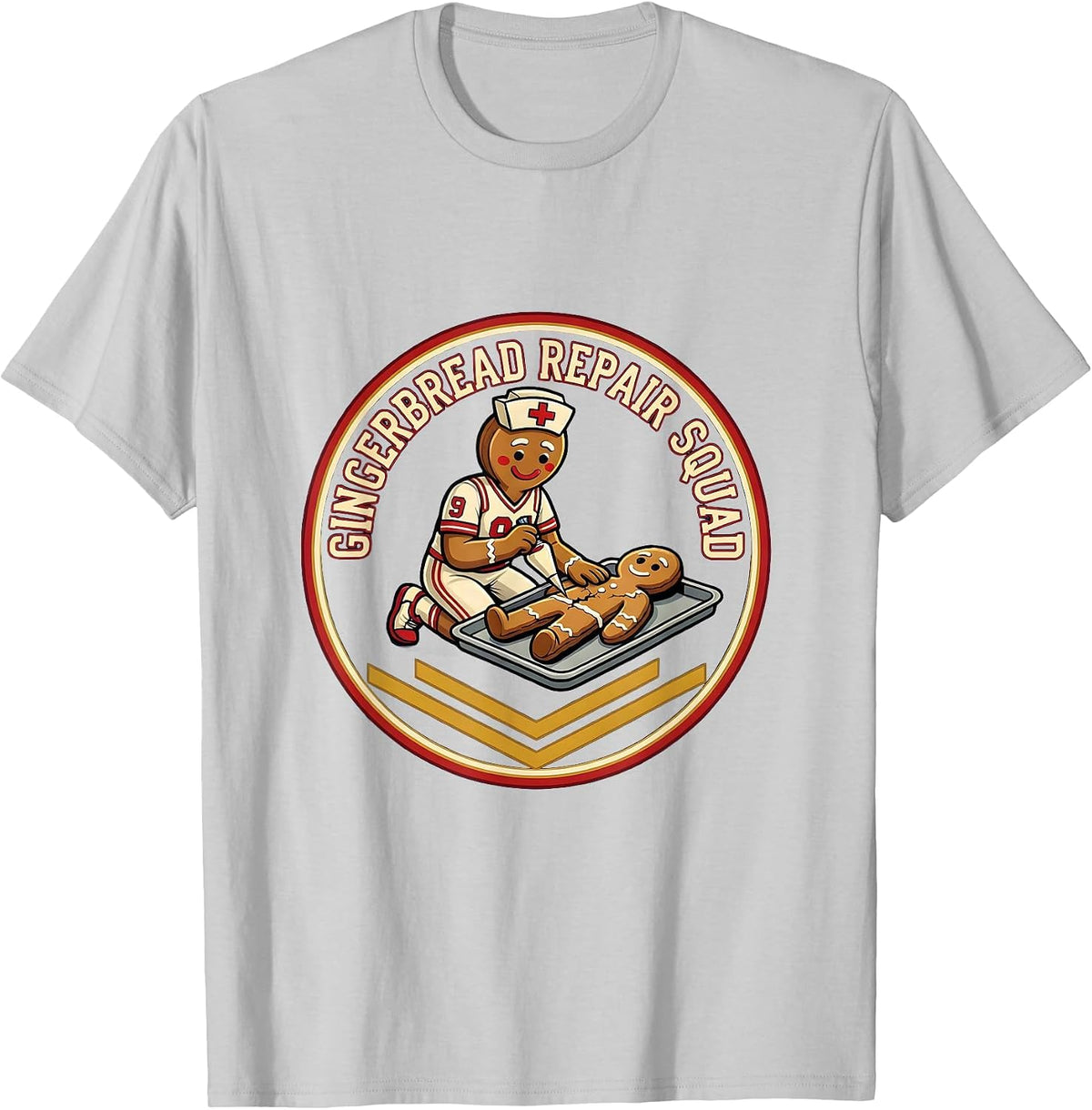 Men's Gingerbread Repair Squad Funny Christmas Nurse Gingerbread T-Shirt - Silver Grey