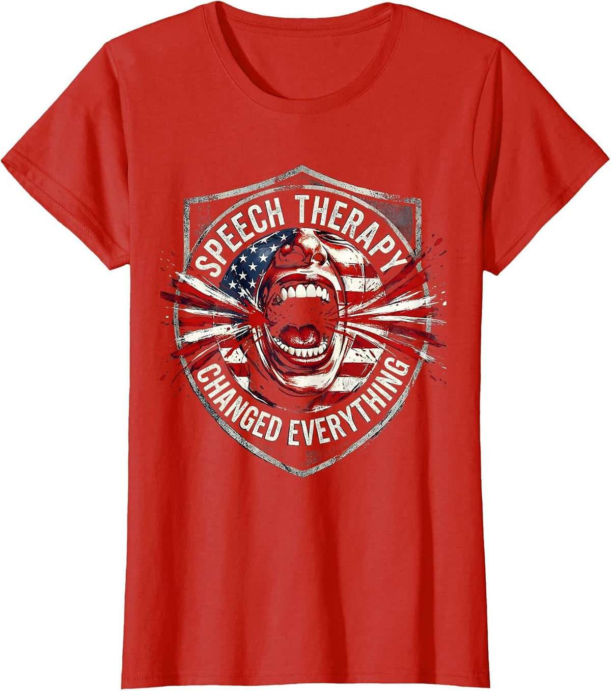 Women's Speech Therapy Changed Everything Therapist Design T-Shirt - Red