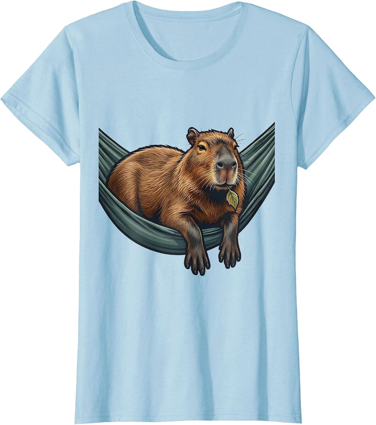 Women's Capybara Hammock Cute Animal Lover Funny Meme T-Shirt - Baby Blue