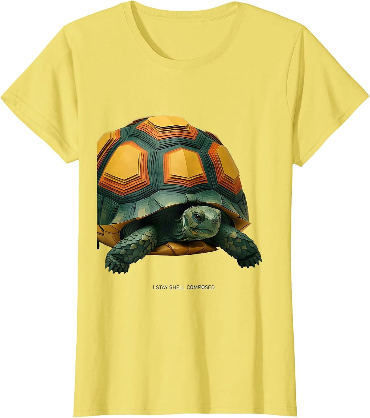 Women's I Stay Shell Composed Funny Tortoise Lover Pet Humor T-Shirt - Lemon Yellow