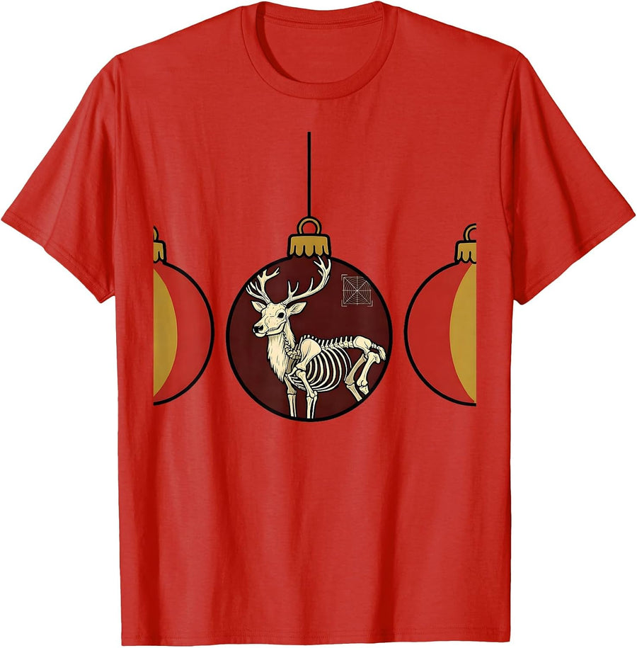 Men's Reindeer Ornaments Radiology Tech Christmas Humor T-Shirt - Red