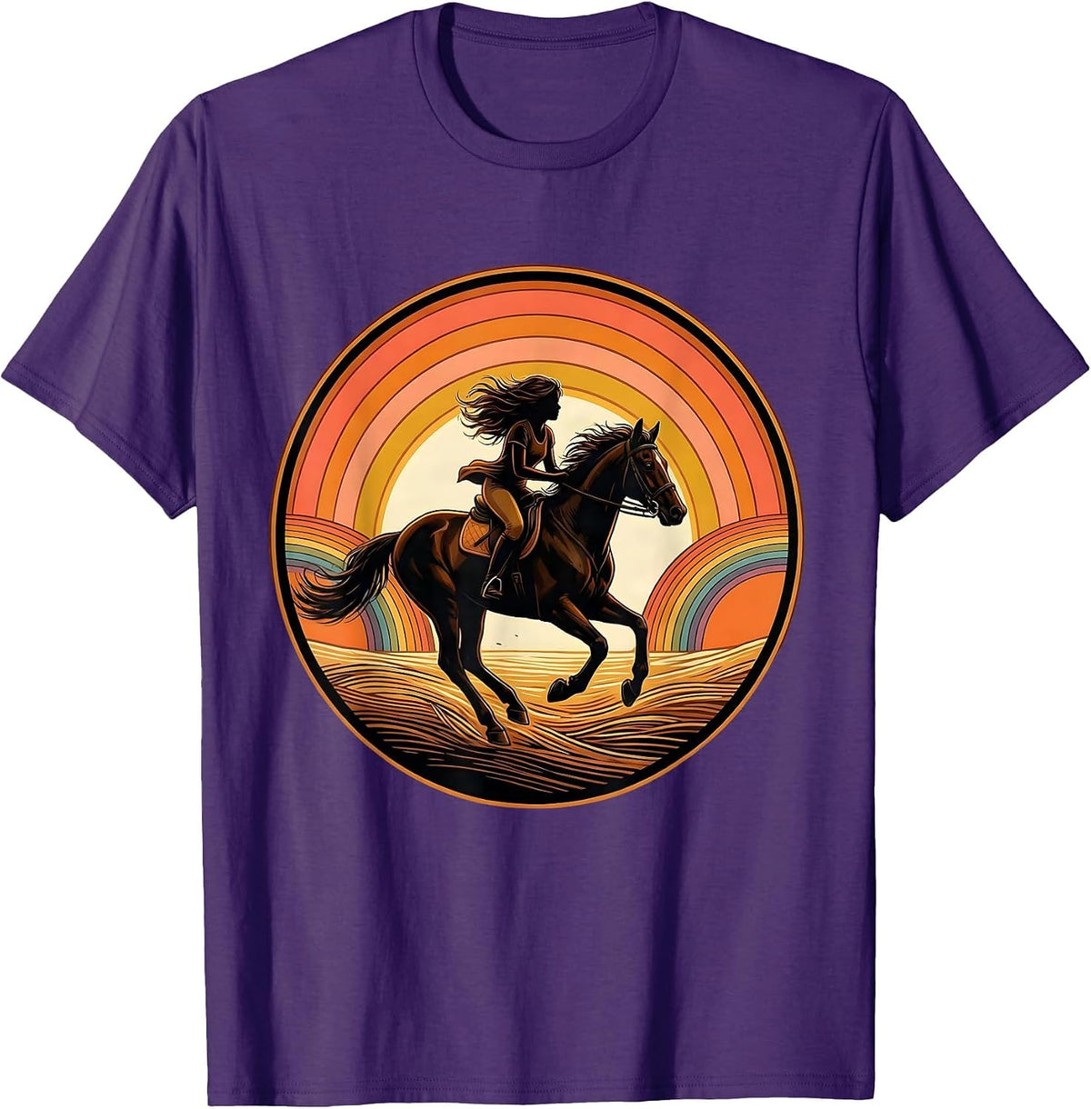 Girls Will Be Girls Horse Riding Graphic Tee T-Shirt - Purple