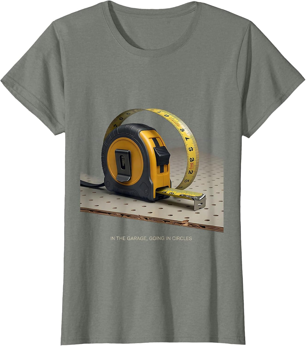 In The Garage Going In Circles Editorial Conceptual Mechanic T-Shirt - Olive Heather