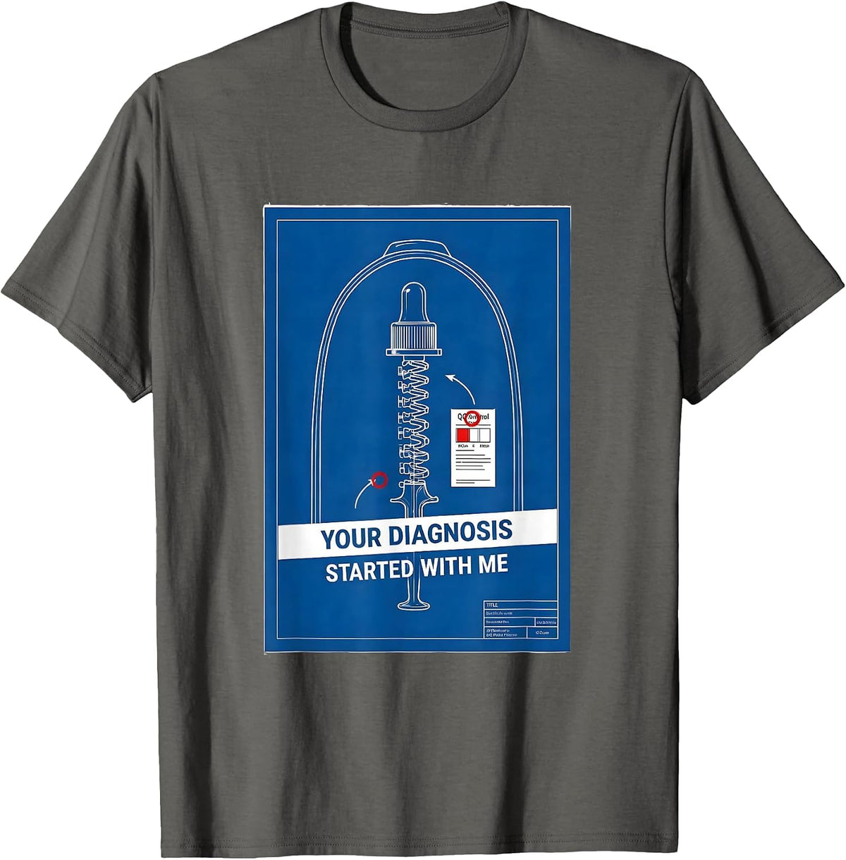 Men's Your Diagnosis Started With Me Technical Blueprint Lab Tech T-Shirt - Asphalt Grey
