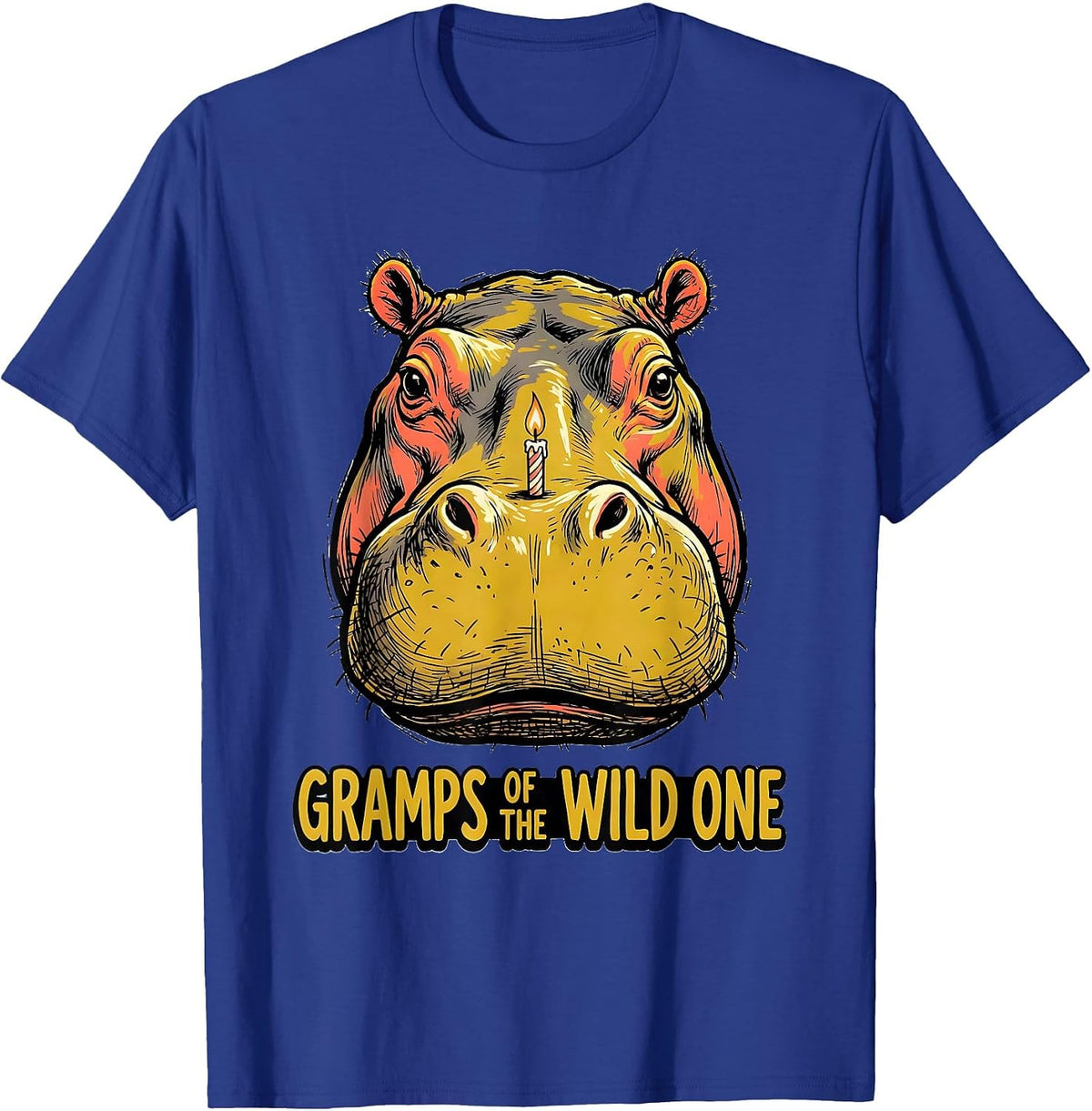 Men's Gramps Of The Wild One Playful Safari Zoo Animal Birthday T-Shirt - Royal Blue
