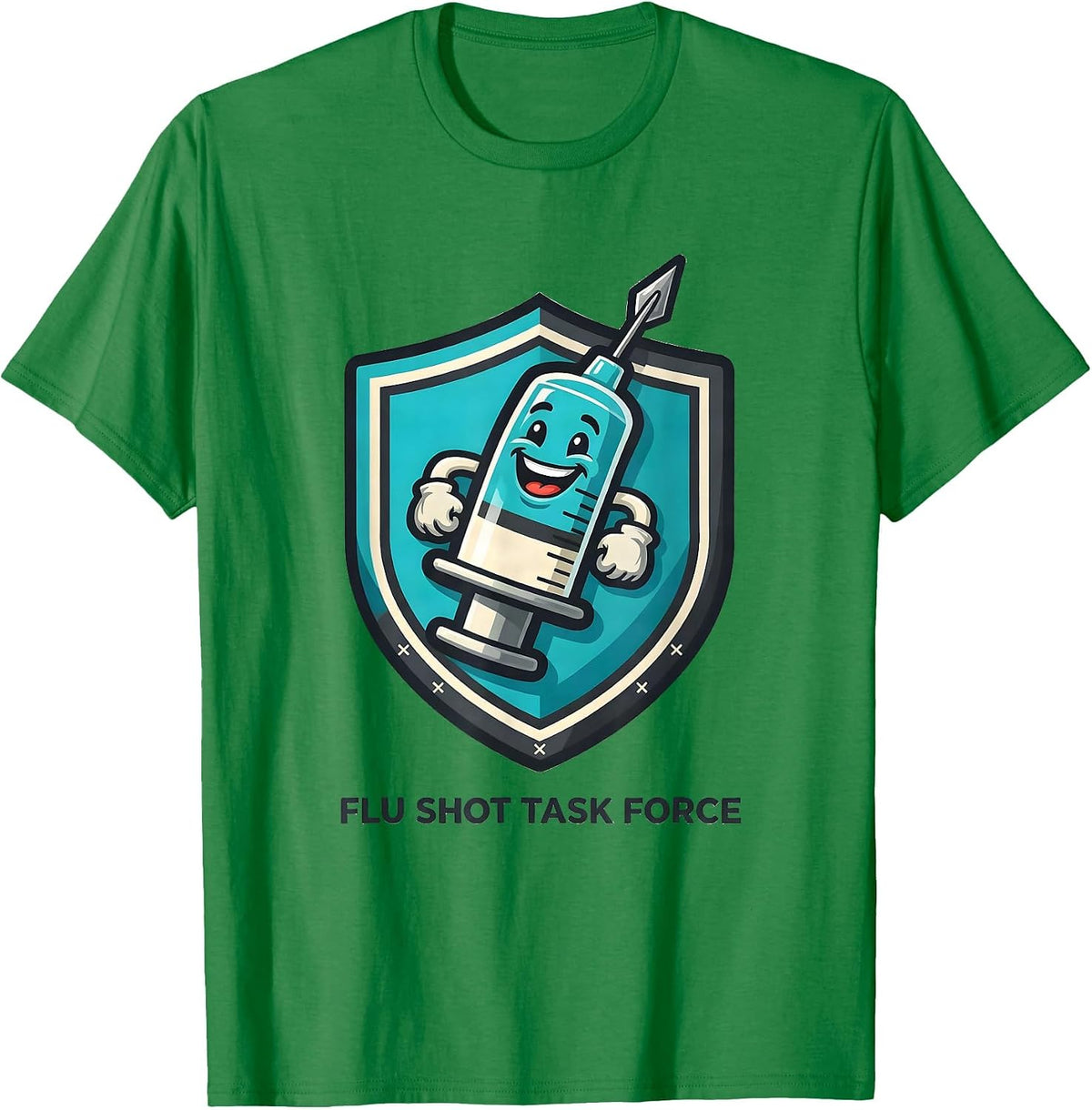 Men's Flu Shot Task Force Funny Nurse Doctor Vaccine Humor T-Shirt - Kelly Green