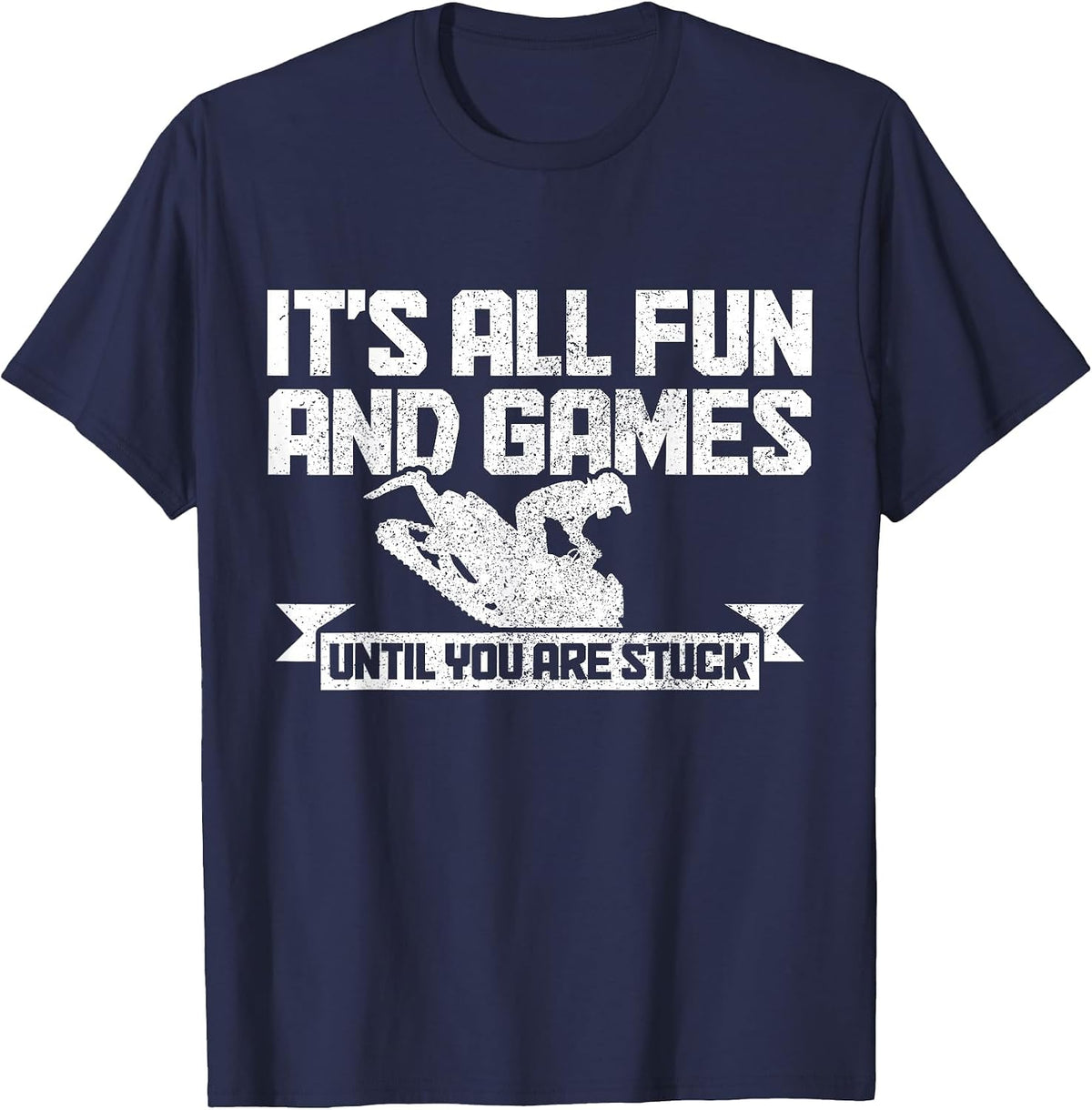 Snowmobile Funny Snowmobiling Motor Sled T-Shirt - Navy Blue