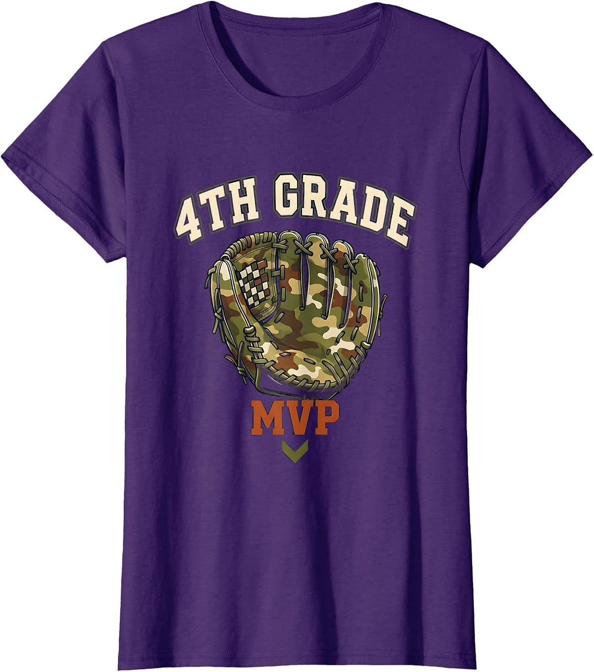 Women's 4th Grade MVP Camo Fourth Grade Back To School Boys T-Shirt - Purple