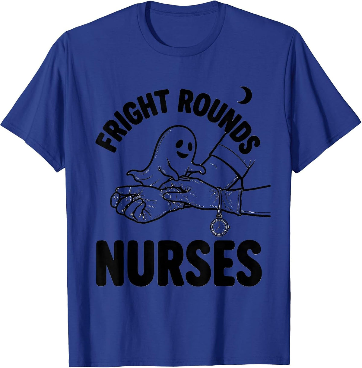 Fright Rounds Nurses Funny Ghost Halloween Nurse Crew T-Shirt - Royal Blue