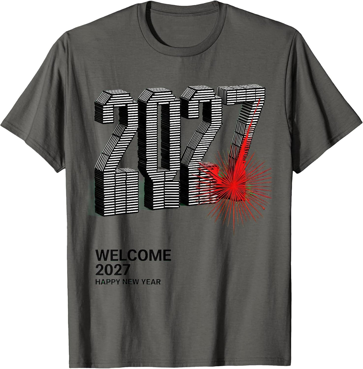 Men's Welcome 2027 Happy New Year Party Family Matching T-Shirt - Asphalt Grey