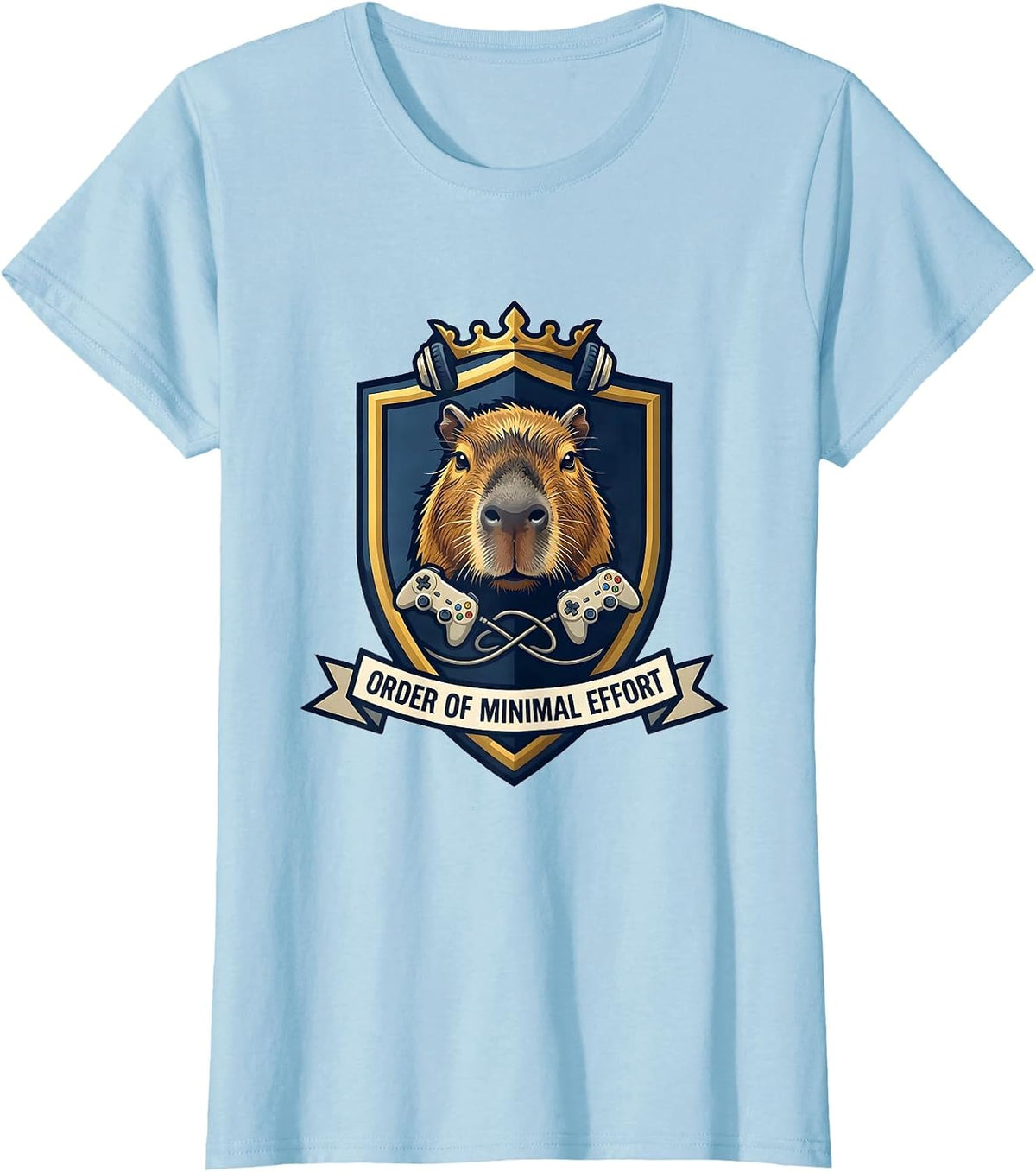 Women's Order of Minimal Effort Funny Capybara Gamer Meme Humor T-Shirt - Baby Blue