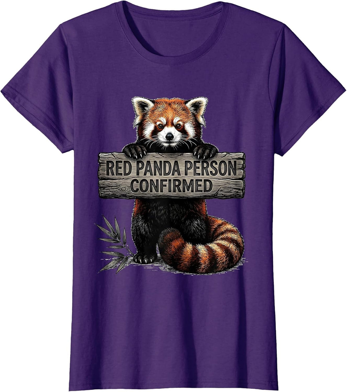Women's Red Panda Person Confirmed Cute Humor Panda Lover Gift T-Shirt - Purple