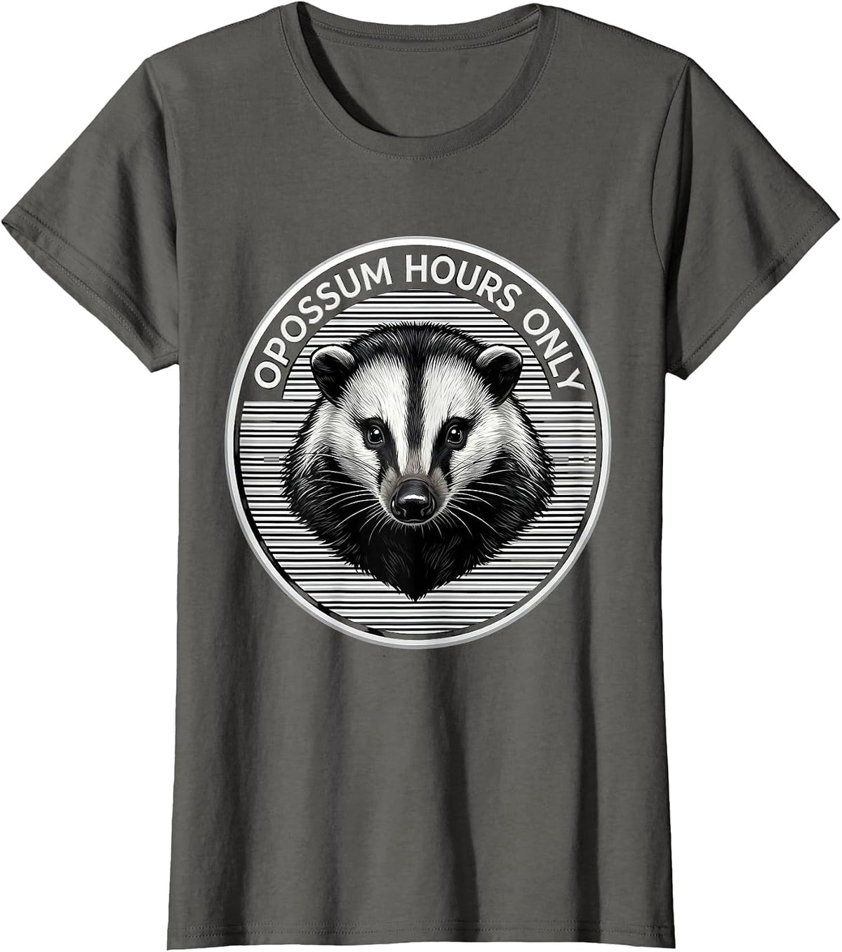 Women's Opossum Hours Only Funny Nocturnal Design T-Shirt - Asphalt Grey
