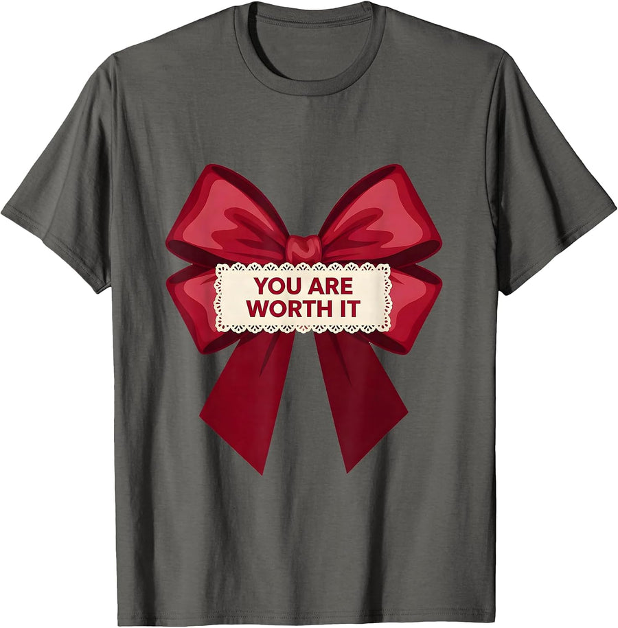 You Are Worth It Inspirational Affirmation Design T-Shirt - Asphalt Grey