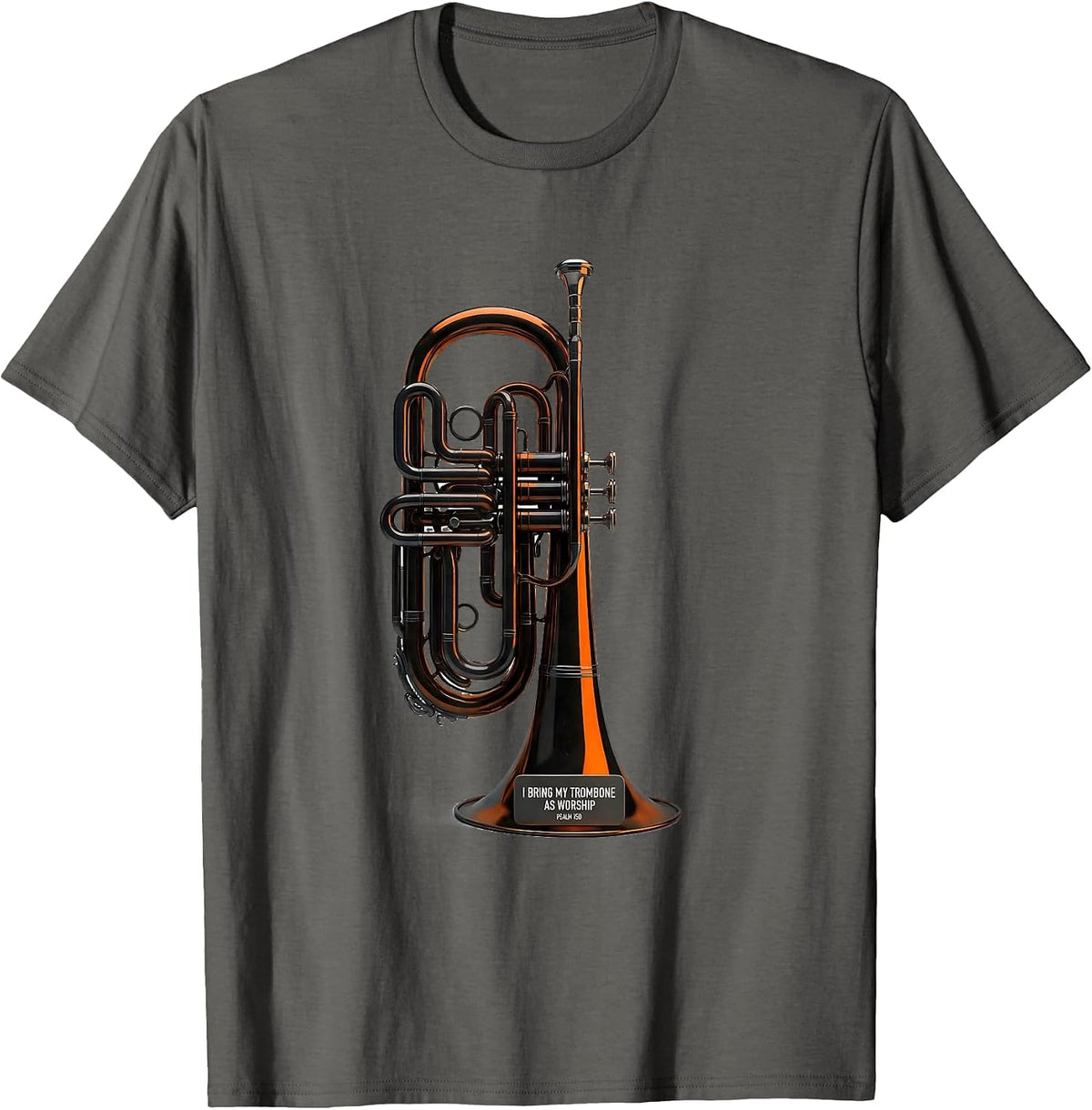 Men's I Bring My Trombone As Worship — Psalm 150 Christian Worship T-Shirt - Asphalt Grey