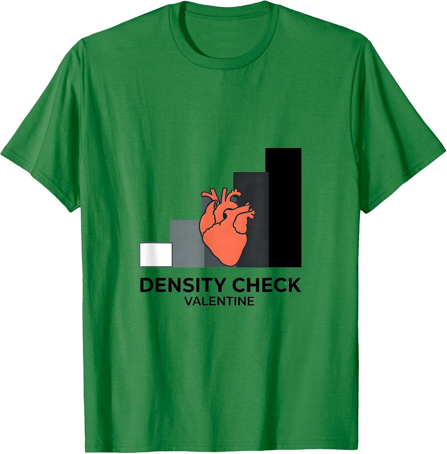 Men's Density Check Valentine Radiology Tech Skeleton Humor T-Shirt - Kelly Green