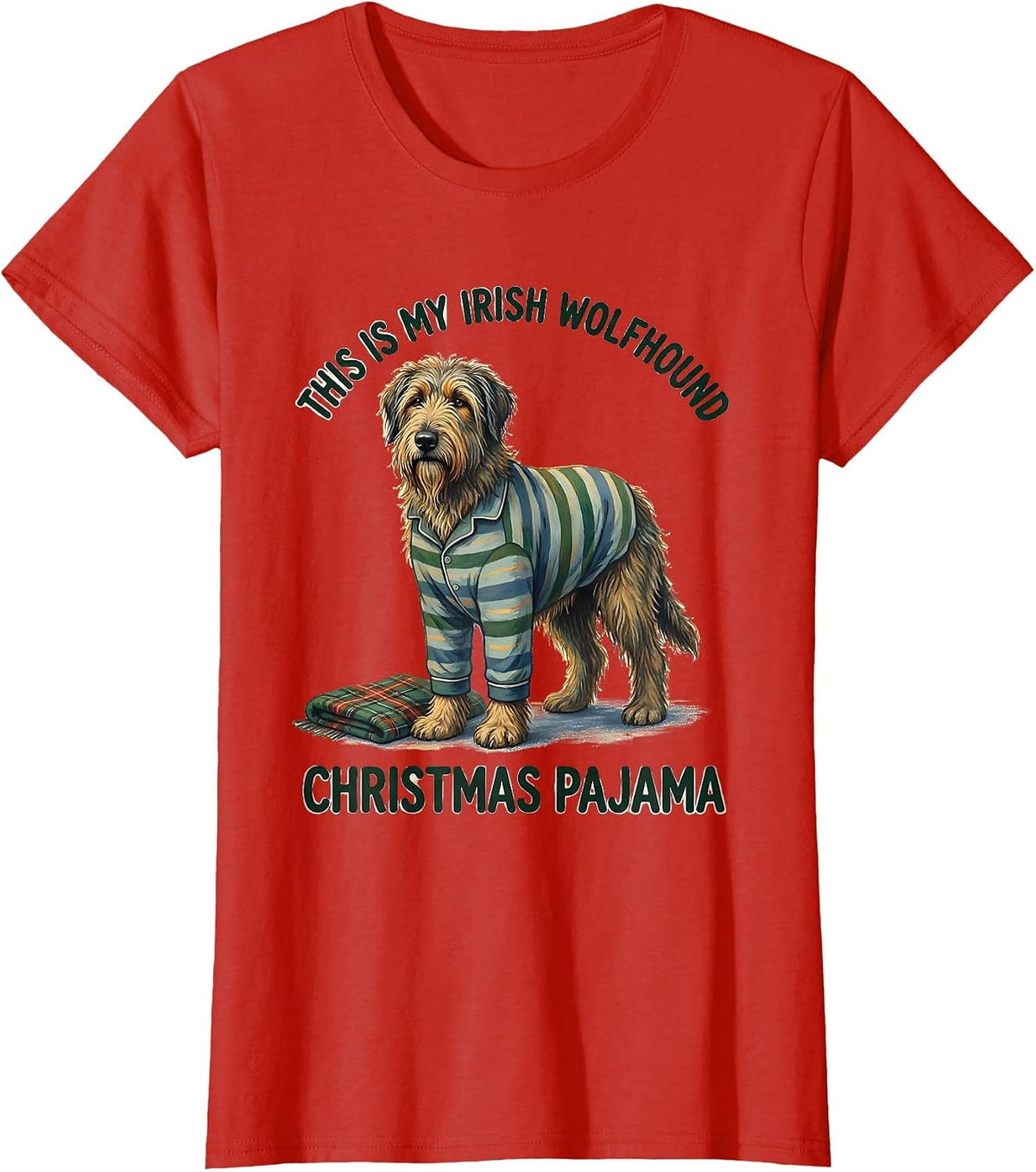 This Is My Irish Wolfhound Christmas Pajama Dog Lover T-Shirt - Red