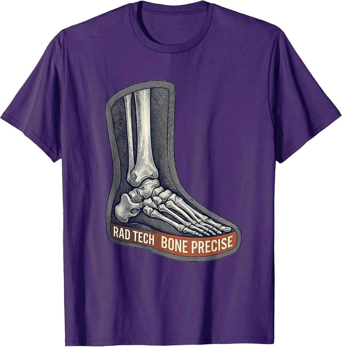 Men's RAD TECH BONE PRECISE Crosshatch Etching Radiology Tech Gift T-Shirt - Purple