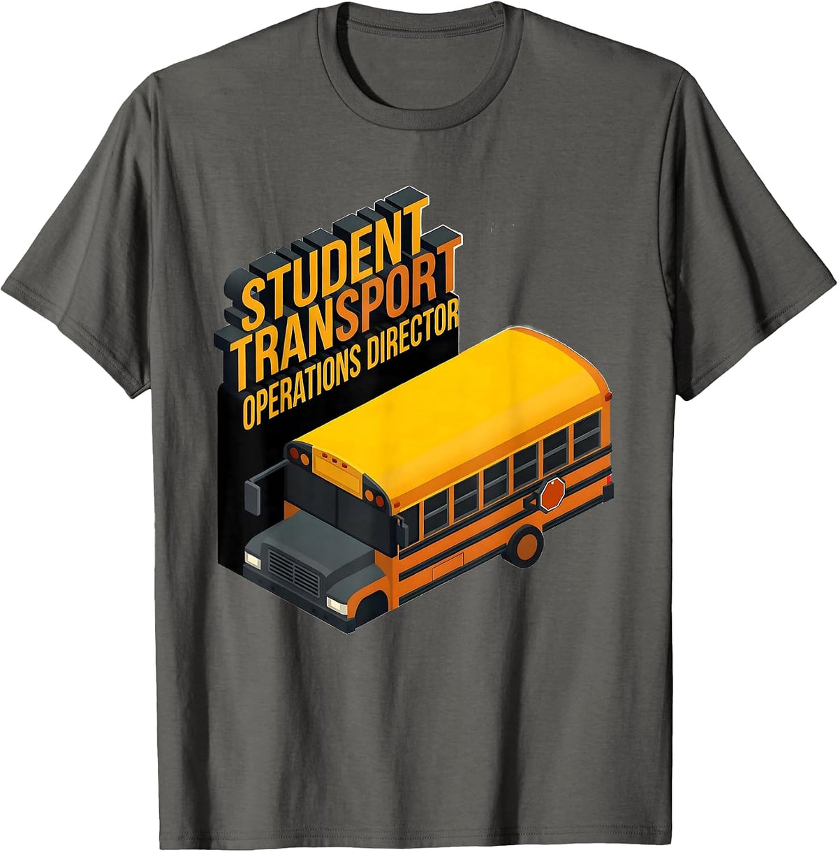Men's Student Transport Operations Director Funny School Bus T-Shirt - Asphalt Grey