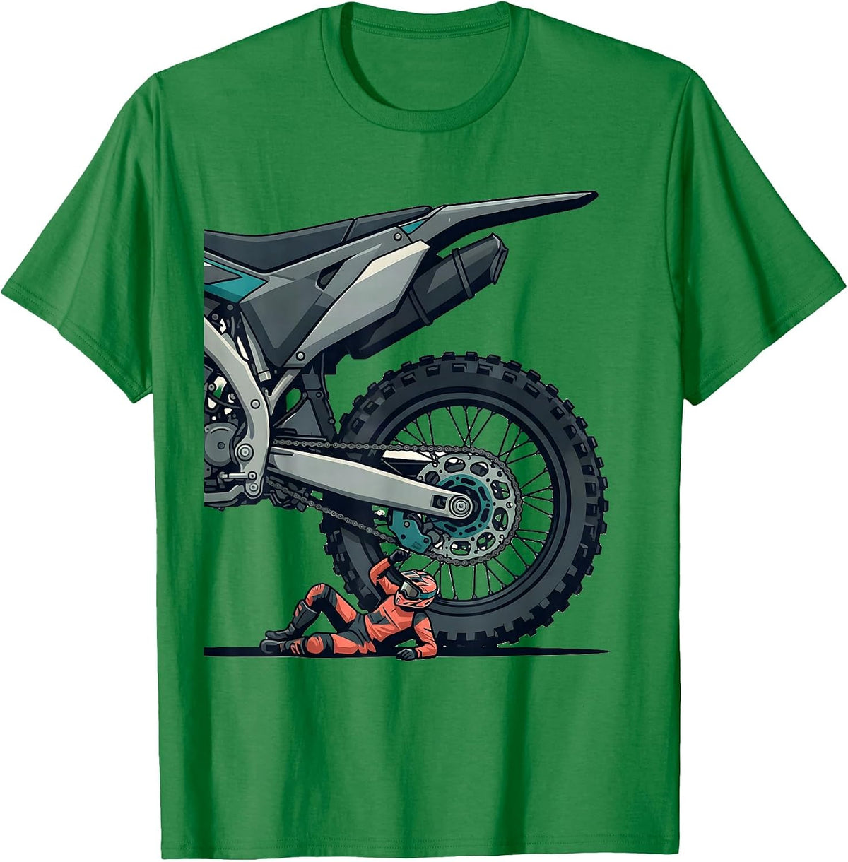 Men's Motocross Suspension Crash Funny Dirt Bike Rider Gift T-Shirt - Kelly Green