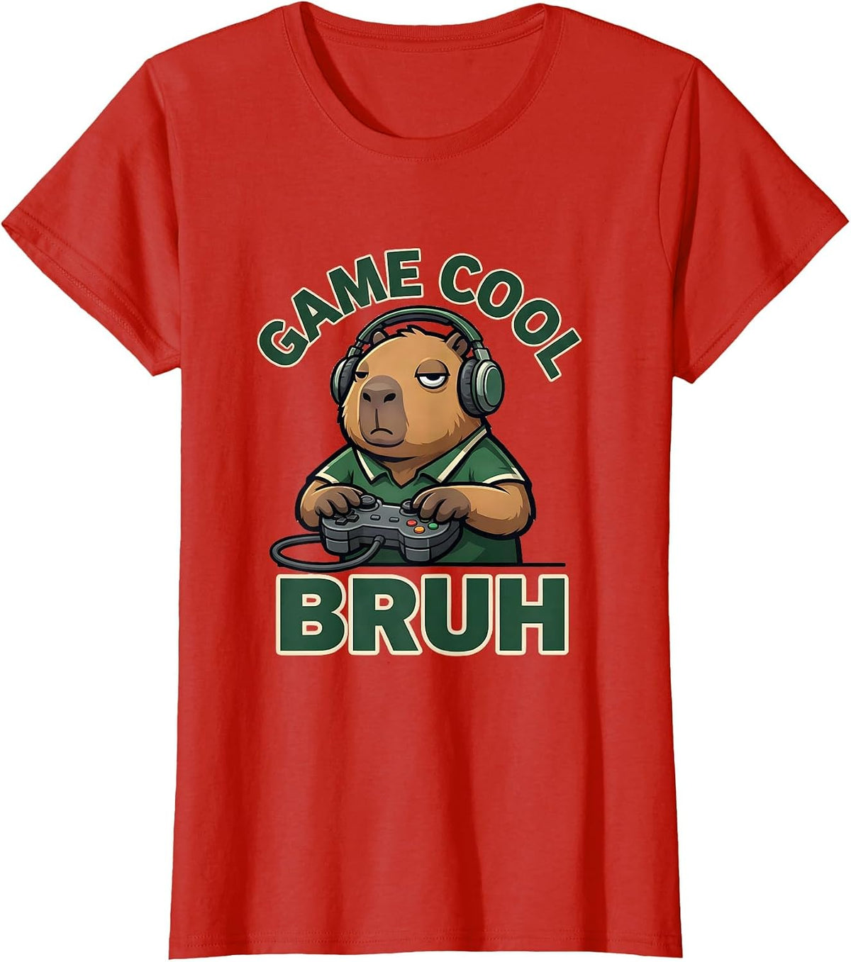 Game Cool Bruh Funny Capybara Gamer Meme Lover Humor T-Shirt - Red